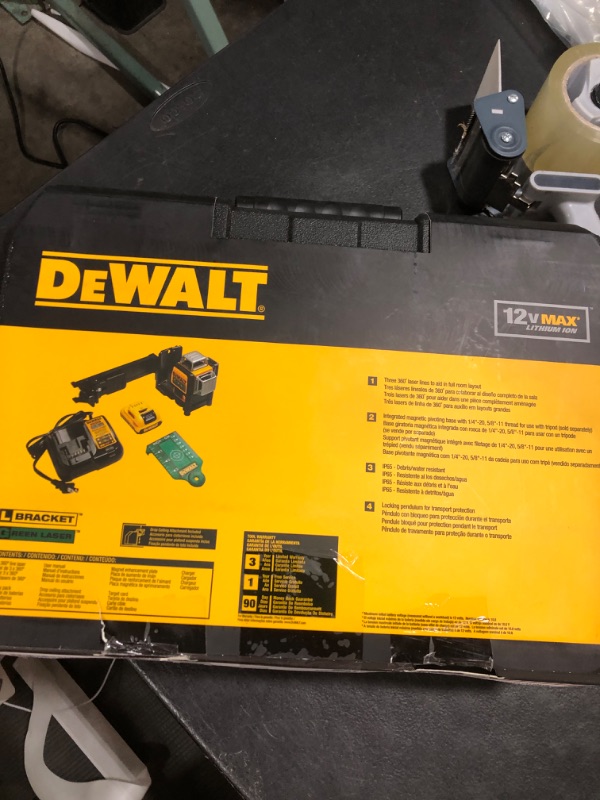 Photo 1 of DEWALT 12V MAX Laser Level, Green Line Laser, 3-Way, 360 Degree Professional Laser, Cordless/Rechargeable (DW089LG)