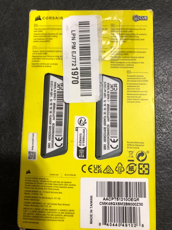 Photo 1 of CORSAIR Vengeance DDR5 48GB (2x24GB) DDR5 6000MHz CL30 AMD Expo Intel XMP iCUE Compatible Computer Memory – Gray (CMK48GX5M2B6000Z30)