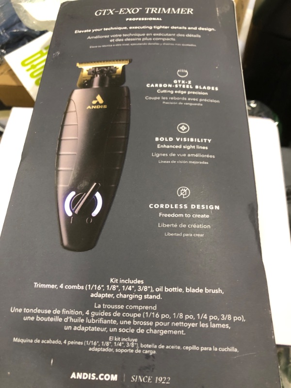 Photo 1 of Andis 74150 GTX-EXO Professional Cord/Cordless Lithium-ion Electric Beard & Hair Trimmer with Charging Stand, Black