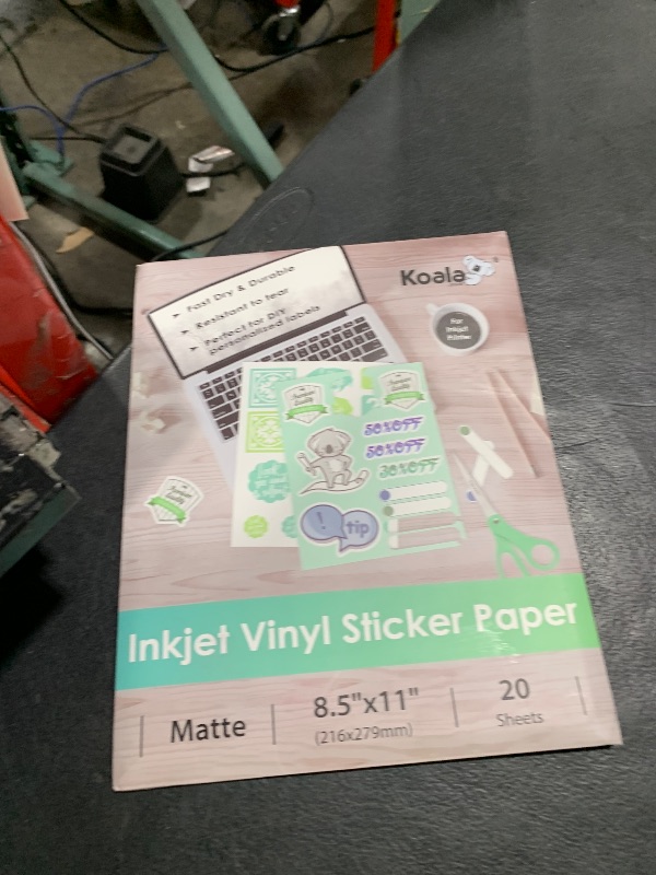 Photo 1 of Koala Printable Vinyl Sticker Paper for Inkjet Printer - 20 Sheets Matte White Vinyl Sticker Paper, Waterproof Sticker Paper 8.5x11 Inch, Work with Cutting Machine