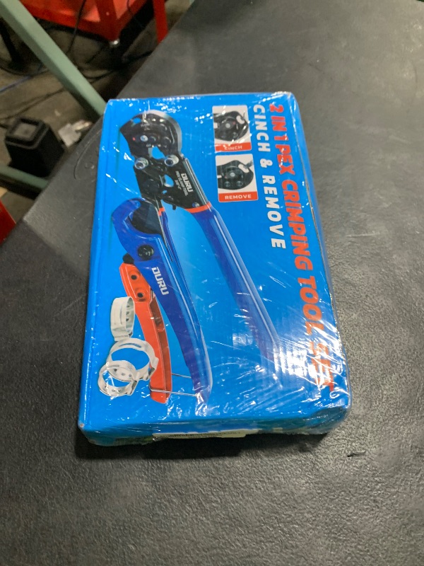 Photo 1 of OURU 2 IN 1 Ratchet Pex Crimping Tool Cinch and Remove Combo Function Pex Pipe Crimp Tool from 3/8" to 1" Pex Crimper with Pex Cutter and Stainless Steel Pex Clamps 1/2" 25PCS,3/4" 10PCS