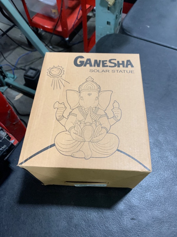 Photo 1 of Goodeco Ganesha Statue with Solar Lotus - Hindu Elephant Statue Ganpati Idol Buddha Sculptures, Meditation Yoga Room & Garden Decor, 7.8 inches Tall (Ganesha)