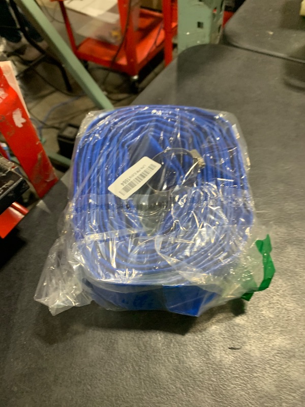 Photo 1 of 2 IN x 30FT Pool Backwash Hose Heavy Duty Drain Discharge Double PVC Layflat Hose with 2 Clamps, Weatherproof Burst Resistant for Water Transfer, Sump Pump, Pool Filter, Pool Drain (9.2M,Blue)
