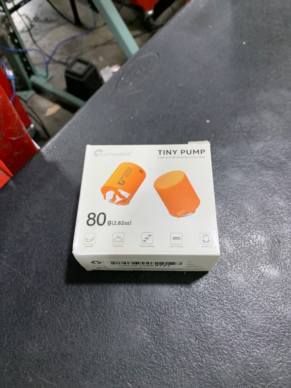 Photo 1 of FLEXTAILGEAR Tiny Pump Portable Air Pump Ultra-Mini Air Pump with 1300mAh Battery USB Rechargeable to Inflate Deflate for Pool Floats Air Bed Air Mattress Swimming Ring Vacuum Storage Bags (Orange)