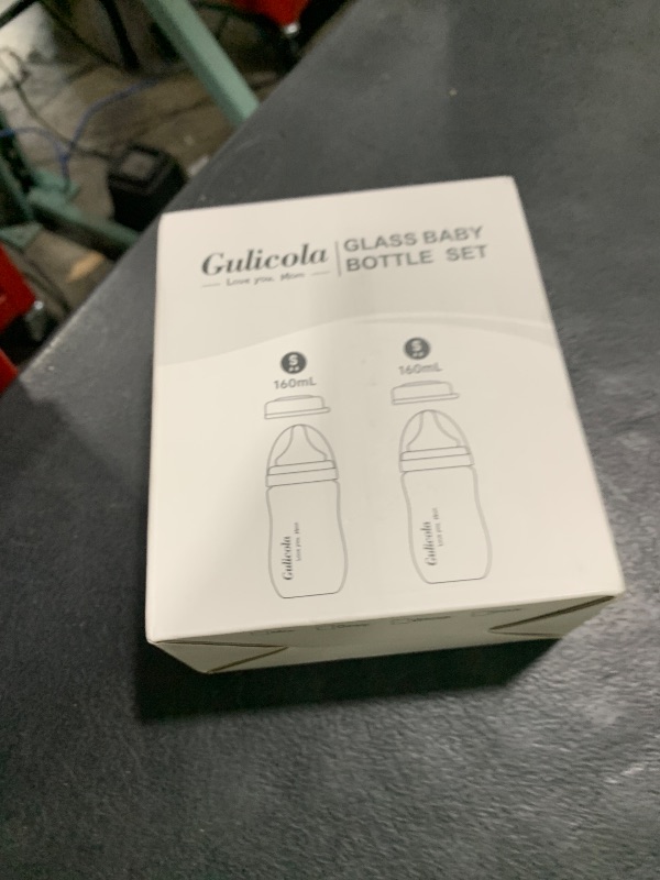 Photo 1 of Gulicola Natural Glass Baby Bottle for Breastfeeding Babies, Newborn Anti-Colic Bottle Set with Slow Flow Nipple, 0-3 Months, 5 oz, 2 Pack - White