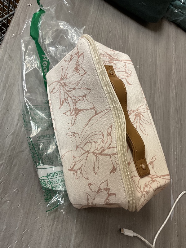 Photo 1 of EACHY Travel Makeup Bag, Large Capacity Cosmetic Bags for Women, Waterproof Portable Pouch Open Flat Toiletry Bag Pattern Make up Bag (F-Beige)