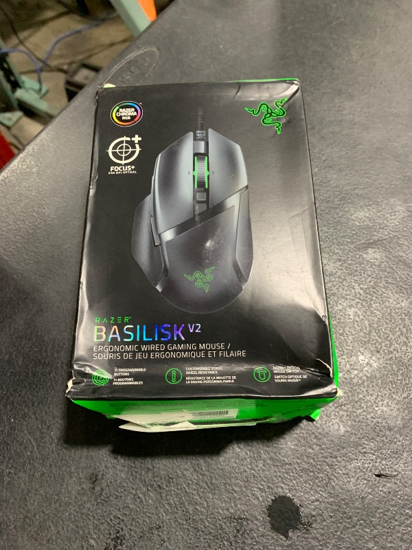 Photo 1 of Razer Basilisk v2 Wired Gaming Mouse: 20K DPI Optical Sensor, Fastest Gaming Mouse Switch, Chroma RGB Lighting, 11 Programmable Buttons, Classic Black
