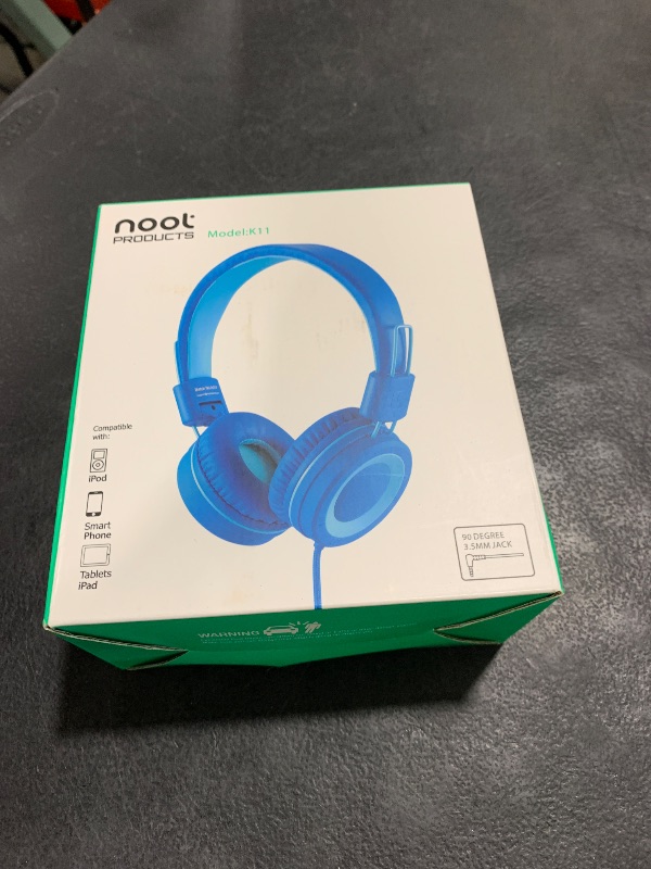 Photo 1 of noot products Kids Headphones K11 Foldable Stereo Tangle-Free 5ft Long Cord 3.5mm Jack Plug in Wired On-Ear Headset for iPad/Amazon Kindle,Fire/Boy/Girl/School/Laptop/Tablet(Skyline Blue)