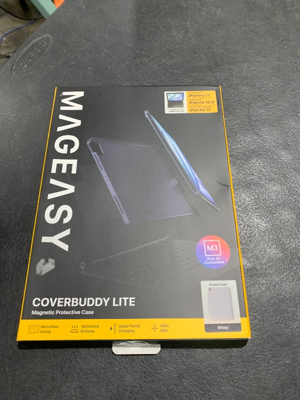 Photo 1 of MAGEASY CoverBuddy Lite for M3/M2 iPad Air 11” (2024-2025) - iPad Air Case Compatible with Magic Keyboard - White (1.2)