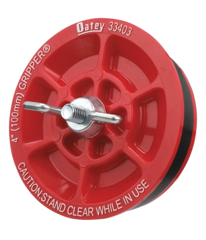 Photo 1 of Oatey 33403 Plastic Plug (with Galvanized screw and wing nut), 4-Inch, Red