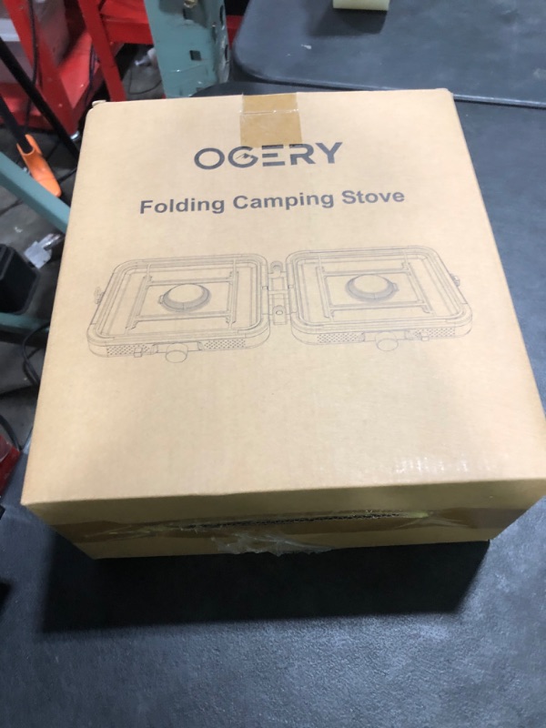 Photo 1 of OGERY 2-Burner Foldable Camping Stove with Griddle (Textured & Smooth) and Carrying Bag, Portable Propane Camp Stove with 2 Adjustable Burners & Piezo Ignition, for Camping Tailgating Essentials Gear