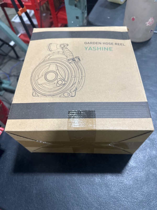 Photo 1 of YASHINE Retractable Garden Hose Reel, Portable Hose Reel, 45+5FT with 10 Patterns Spray Nozzle, Adapts to standard US hose plugs, 50FT Hose Reel for Garden Watering Car Washing Pet -Green