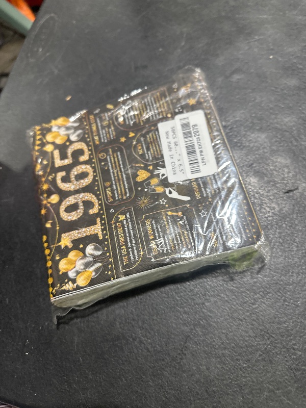 Photo 1 of 50PCS 60th Birthday Napkins 60th Birthday Decorations for Women Men 60th Anniversary Decorations Vintage 1965 Disposable Napkins Black Gold 6.5" x 6.5"