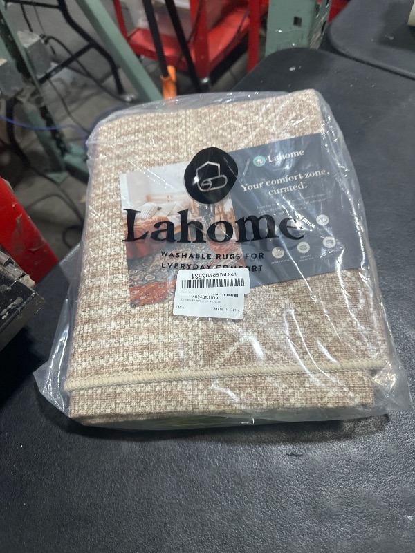 Photo 1 of Lahome Farmhouse Geo 3x5 Entry Rug Indoor Area Rugs, Washable Beige Kitchen Carpet Ultra-Thin Door Rug Non-Slip, Low-Pile Modern Geometric Laundry Room Mats Floor Carpet for Bedroom