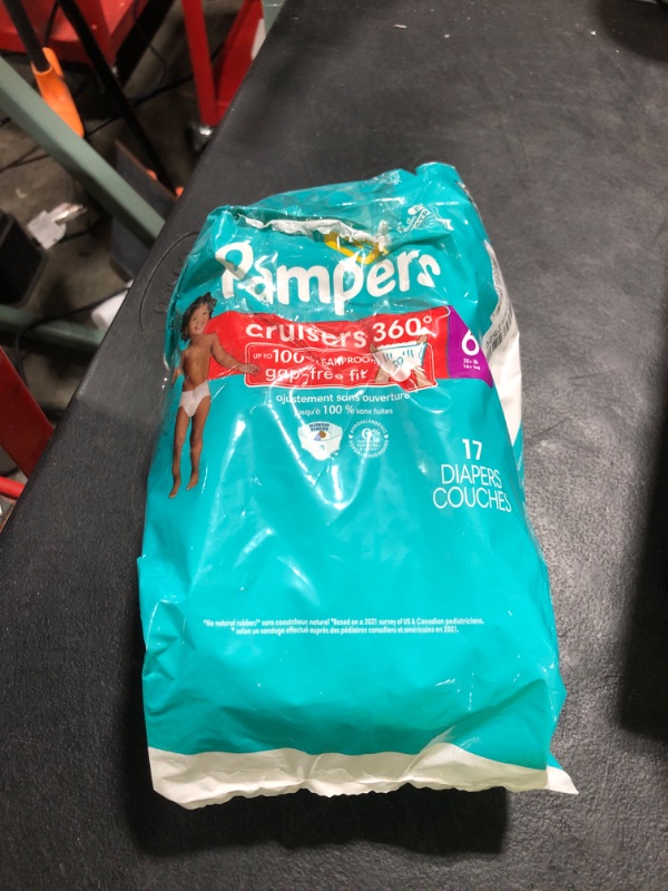 Photo 1 of Pampers Diapers - Cruisers 360 - Size 6, 17 Count, Babyproof up to 100% Leakproof Pull-On Diaper (Packaging May Vary)
