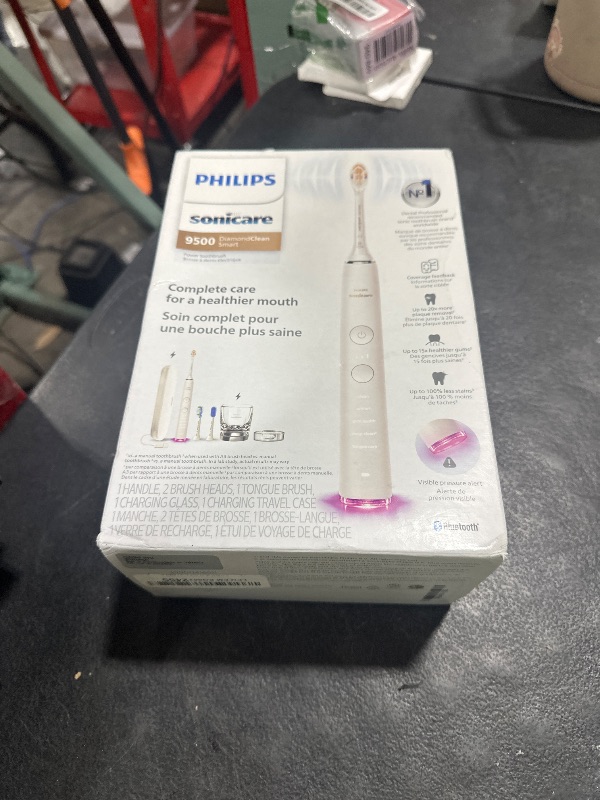 Photo 1 of Philips Sonicare DiamondClean Smart 9500 Electric Toothbrush, Sonic Toothbrush with App, Pressure Sensor, Brush Head Detection, 5 Brushing Modes and 3 Intensity Levels, White, Model HX9923/01