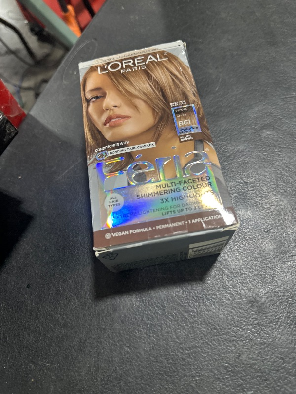 Photo 1 of L'Oreal Paris Feria Multi-Faceted Shimmering Permanent Hair Color, B61 Downtown Brown (Hi-Lift Cool Brown), Pack of 1, Hair Dye