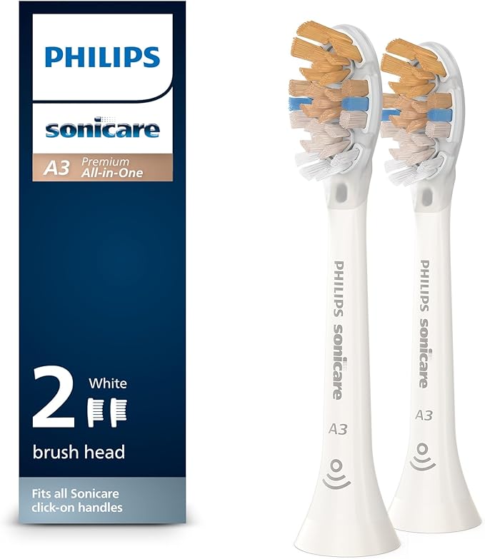 Photo 1 of Philips Sonicare A3 Premium All-in-One, Genuine Replacement Toothbrush Heads, White, 2 Pack, HX9092/65