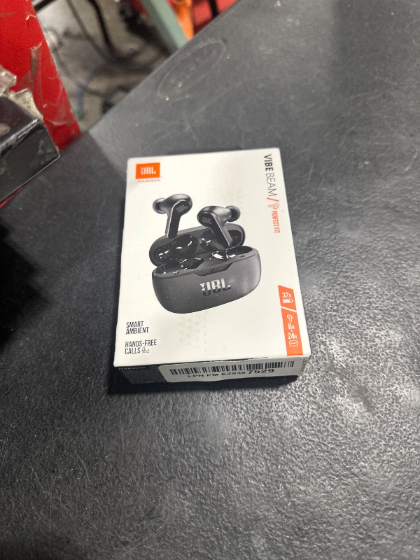 Photo 1 of JBL Vibe Beam - True Wireless JBL Deep Bass Sound Earbuds, Bluetooth 5.2, Water & Dust Resistant, Hands-free call with VoiceAware, Up to 32 hours of battery life (Black)