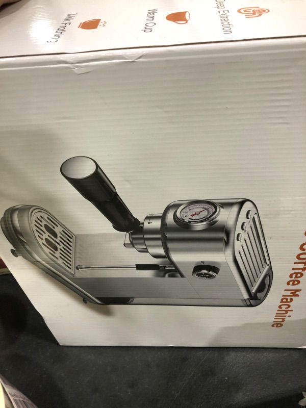 Photo 1 of Espresso Machine with Milk Frother, 20 Bar High Pressure Professional Espresso Maker Automatic, Compact Stainless Steel Coffee Machine for Cappuccino, Latte, Gift for Coffee Lover, Silver
