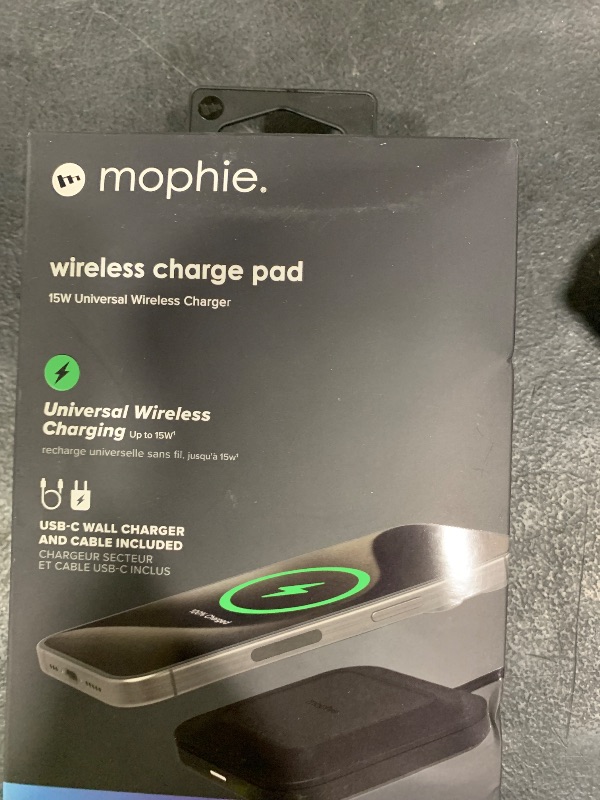 Photo 1 of Mophie Universal Wireless Charge Pad - 15W Fast Charging for Qi-Enabled Devices, iPhone, Google Pixel, Samsung Galaxy - Desktop & Nightstand Essential