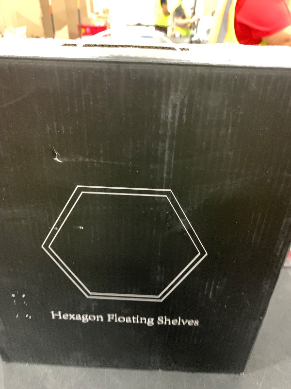 Photo 1 of PHOENANCEE Hexagon Floating Shelves,Honeycomb Shelf Set of 5,Octagon Shelves Wall Mounted Hanging Storage Cube Wood for Bathroom Kitchen Bedroom Living Room Office Home