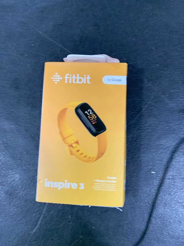 Photo 1 of Fitbit Inspire 3 Health &-Fitness-Tracker with Stress Management, Workout Intensity, Sleep Tracking, 24/7 Heart Rate and more, Morning Glow/Black, One Size (S & L Bands Included)