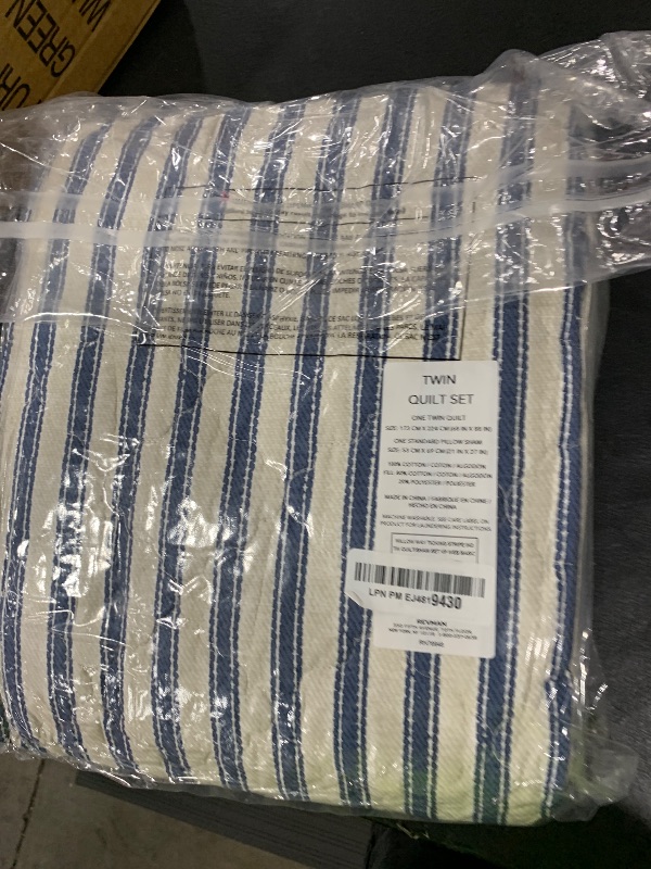 Photo 1 of Stone Cottage - Twin Quilt Set, Reversible Cotton Bedding with Matching Sham, Ideal Bedding Set (Willow Way Indigo, Twin)