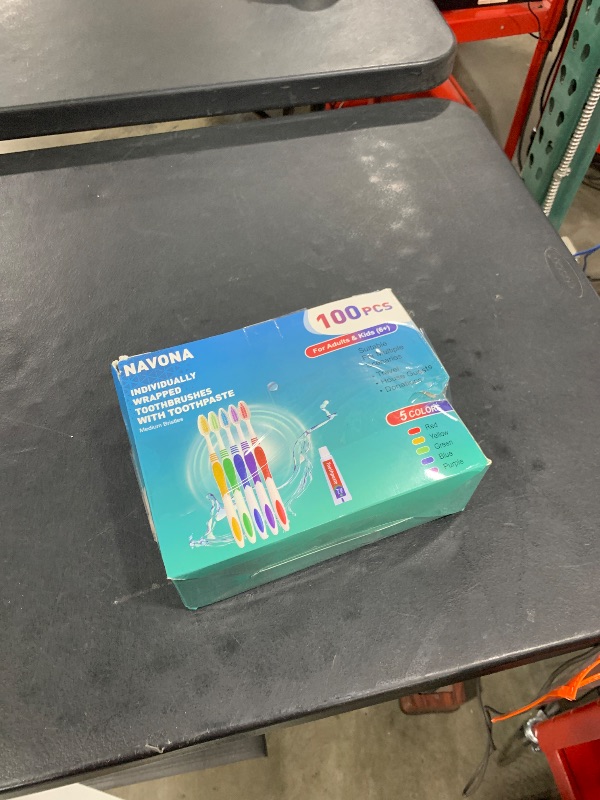 Photo 1 of Navona 100 PCS Disposable Toothbrush with Toothpaste Bulk, Travel Toothpaste, Bulk Toothpastes, Individually Wrapped Bulk Toothbrush, Ergonomics Handle,Medium Soft Bristle, Perfect for Travel, Hotel