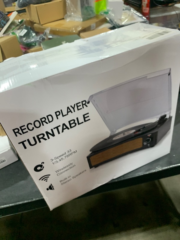 Photo 1 of Vinyl Record Player with Speakers Turntable for Vinyls Records 3 Speed 3 Size Belt-Driven Wireless Receiver Portable All-in-1 Vinyl Players for Vinyls Auto Stop Headphone AUX RCA Line Out Pale Pink