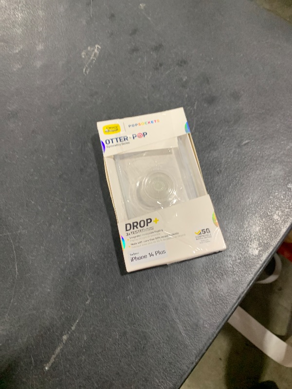 Photo 1 of OtterBox iPhone 14 Plus Otter + Pop Symmetry Series Clear Case - Clear, Integrated PopSockets PopGrip, Slim, Pocket-Friendly, Raised Edges Protect Camera & Screen