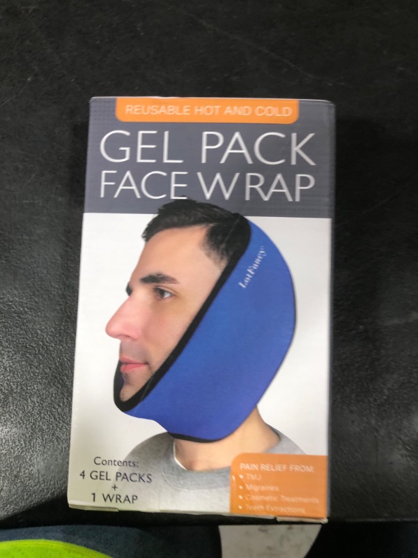 Photo 1 of LotFancy Face Ice Pack Wrap for TMJ, Wisdom Teeth, with 4 Reusable Hot Cold Therapy Gel Packs, Pain Relief for Head, Oral and Facial Surgery, Dental Implants, Blue