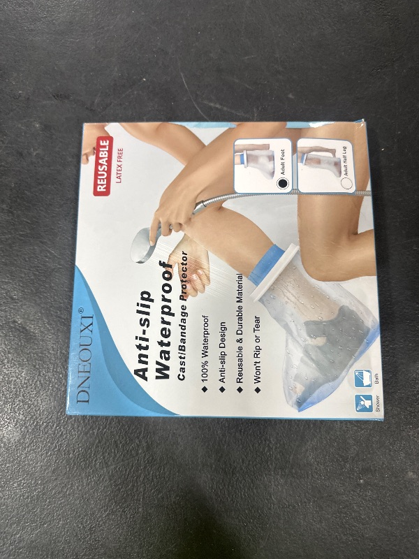 Photo 1 of DNEOUXI Waterproof Foot Cover for Shower Adult, Foot Cast Covers with Non-Slip Padding Bottom, Watertight Ankle Foot Cast Protector for Surgery Bandage Dressing Wound, Reusable