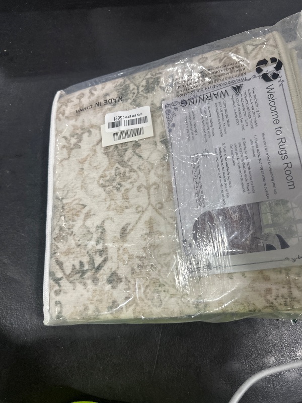 Photo 1 of Deerly Floral 2x6 Runner Rug for Hallways Bed Side Kitchen, Boho Washable Distressed Low-Pile Floor Entryway Long Bathroom Mat, Non-Slip Laundry Room Washstand Front Carpet Beige Green 24x72 Inch
