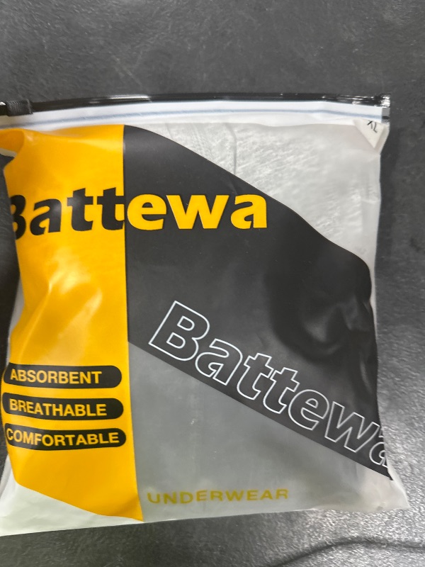 Photo 1 of Battewa Incontinence Underwear for Men Washable Briefs, Absorbent Leak Proof Underwear Urine 50ml, Mens Cotton Boxers Pack of 2(Black-Gray,X-Large)