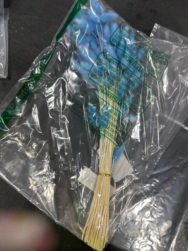 Photo 1 of 120 PCS Blue Dried Pampas Grass Decor, 17-inch Pompas Floral, Dry Flowers for Decoration, Pampas Grass in Bulk Tall, Blue Bunny Tails Dried Flowers for Boho Wedding Decor