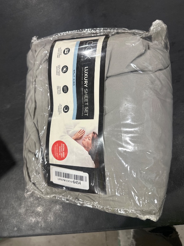 Photo 1 of Extra Deep Pocket Split King Sheets - 5 Piece Breathable & Cooling Bed Sheets - Hotel Luxury Bed Sheet Set - Soft, Wrinkle Free & Comfy - Easily Fits Extra Deep Mattresses - Light Grey Sheets Set