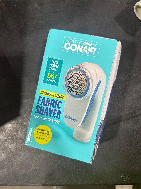 Photo 1 of Conair Fabric Shaver and Lint Remover, Battery-Operated Portable Clothes Shaver with 3 Settings, Fuzz Remover for Sweaters, Clothing and Furniture, Large 2-Inch Shaving Head, White