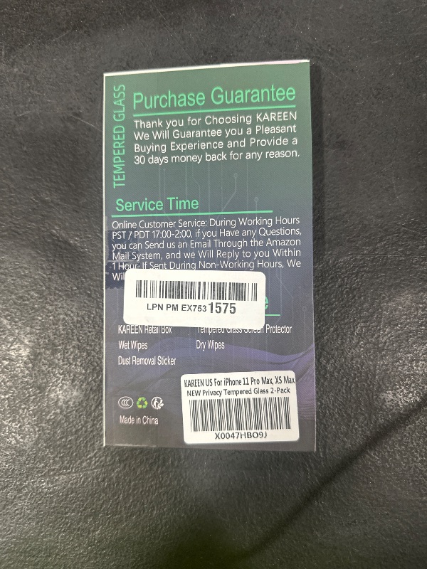 Photo 1 of KAREEN 2 Pack Privacy Screen Protector Designed for iPhone 11 Pro Max, XS Max 6.5-Inch Anti Spy Private Tempered Glass Flim, 9H Hardness, Bubble Free, Easy to Install