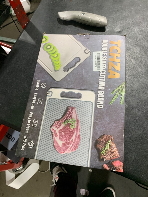 Photo 1 of 2 Pcs Stainless Steel Cutting Boards for Kitchen, Double Sided Non-slip Scratch-resistant Mesh Design with Juice Groove Food-Grade Wheat Straw PP Large Chopping Board?15×10 In?Easy to Clean