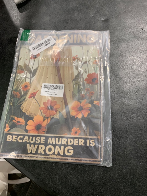 Photo 1 of Funny Metal Tin Signs Garden Decor Gardening Gifts for Women Gardening Because Murder Is Wrong Metal Garden Sign Greenhouse Accessories Outdoor Accessories 12x8 in