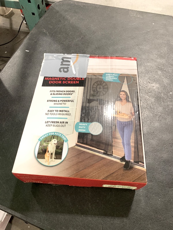 Photo 1 of Magic Mesh Double Door | Magnetic Screen Door for Patio, French & Sliding Doors, Heavy Duty Magnetic Closure, Bug Screen for Doorways, Kid & Pet Friendly | Size 75"W x 83"H (Pack of 1)
