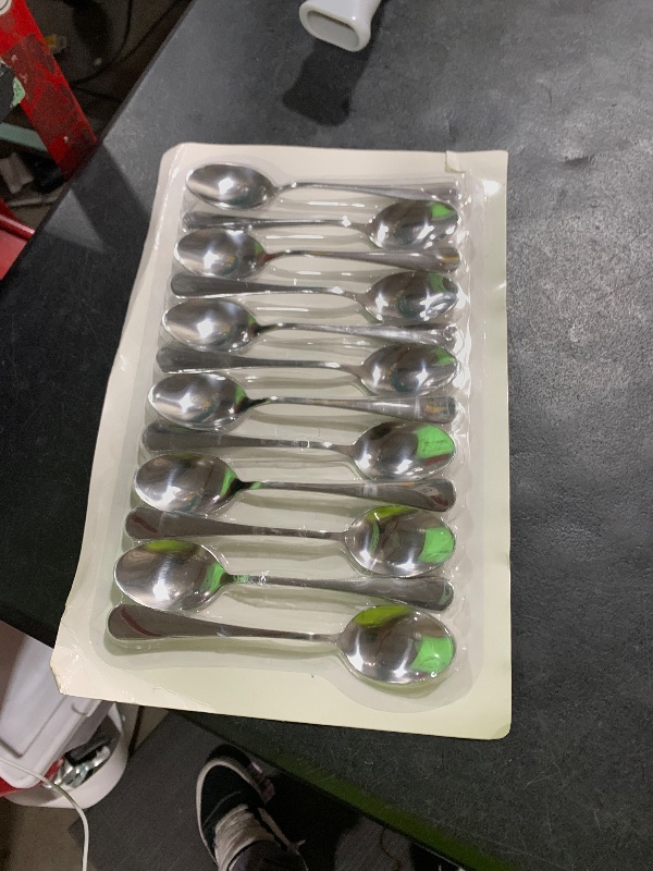 Photo 1 of 12 Pcs Teaspoons Set, Food-Grade Stainless Steel Spoons Silverware, Cutlery Tea Spoons, Durable Dessert Spoons, Metal Spoon for Home, Kitchen or Restaurant, Mirror Polished, Dishwasher Safe 6.7 Inch