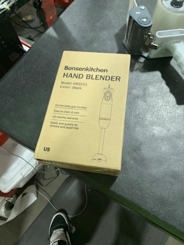 Photo 1 of Bonsenkitchen Hand Blender, Immersion Blender with 2 Mixing Speed, Electric Handheld Mixer Portable Stick Mixer with Stainless Steel Blades for Soup, Smoothie, Puree, Baby Food
