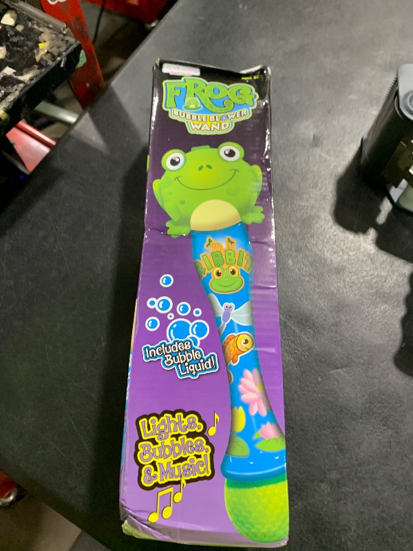 Photo 1 of ArtCreativity Frog Bubble Wand - Bubble Toy with Bubbles Refill Solution, Stickers, Music & Lights - Kids Summer Outdoor Activity - Birthday Party Favors - Bubble Blower Machine