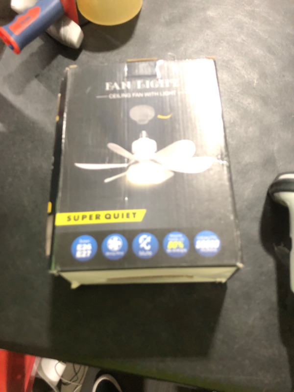 Photo 1 of Socket Fan Light, Light Bulb Fan 20.5IN Dimmable, Screw in Socket Fan Ceiling Fan with Light for Garage, Kitchen, Basement (Wood Grain)