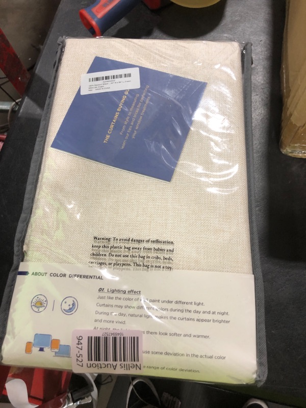 Photo 1 of 100% Blackout Shield Linen Blackout Curtains for Bedroom 84 Inches Long, Back Tab/Rod Pocket Living Room Drapes, Thermal Insulated Blackout Curtains 2 Panels Set, 50" W x 84" L, Cream