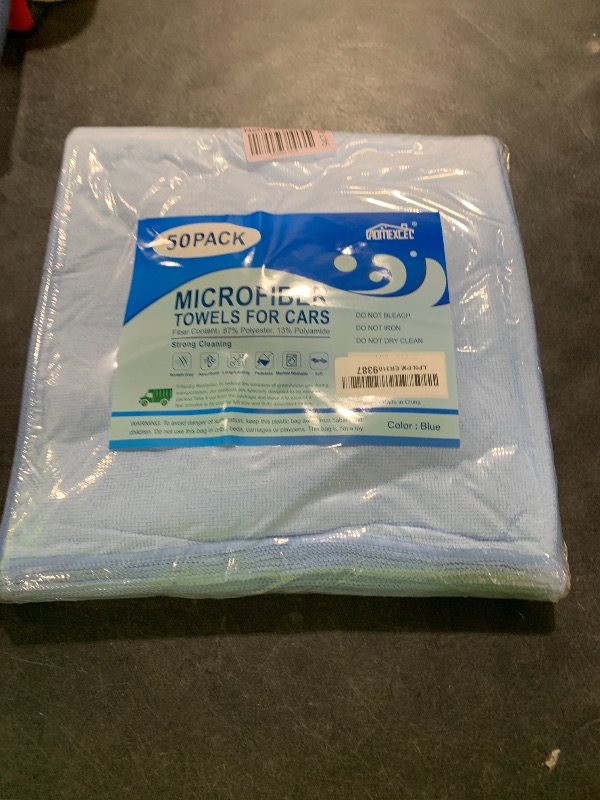 Photo 1 of HOMEXCEL Blue Microfiber Cleaning Cloth 50 Pack, 12.5 x 12.5 inch Microfiber Towels for Cars, Ultra Absorbent Car Washing Cloth, Lint Free Streak Free Cleaning Rags for Car, Kitchen, and Window