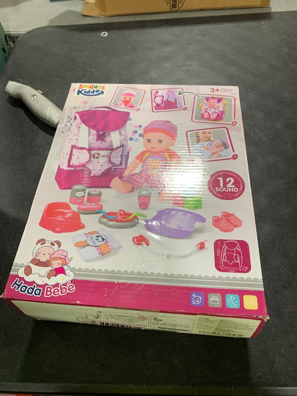 Photo 1 of SMILESSKIDDO Baby Doll with Backpack Carrier, 14'' Realistic Dolls with Accessories, Includes Feeding Playset, Baby Care Set, Toddler Pretend Play Babydoll Toys for 1 2 3+ Year Old Kids Girls