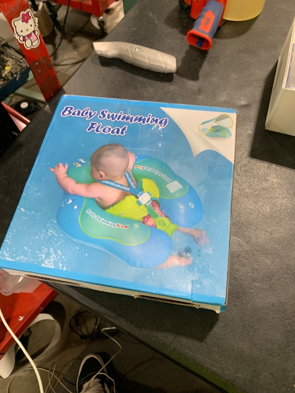 Photo 1 of Free Swimming Baby Inflatable Baby Float with Sun Canopy Size Improved Infant Pool Floaties Swimming Pool Toys for The Age of 3-36 Months (Blue, X-Large)